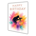 Happy Birthday Photographer Bird Watching Colour Splash Greeting Card A5