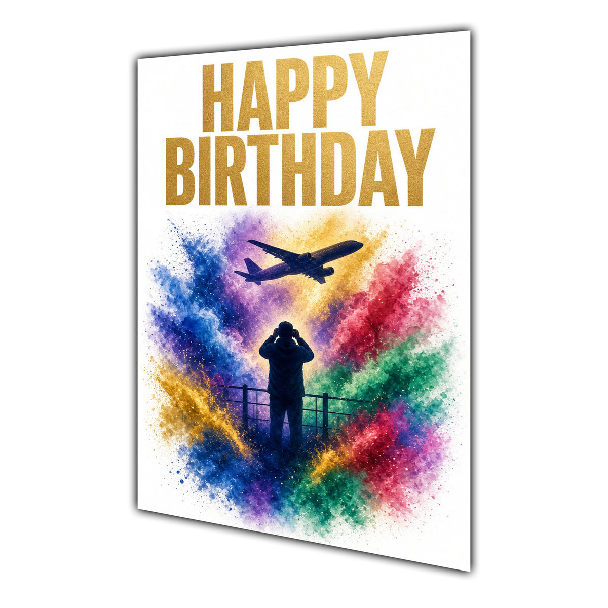 Happy Birthday Aviation Planespotting Colour Splash Greeting Card A5