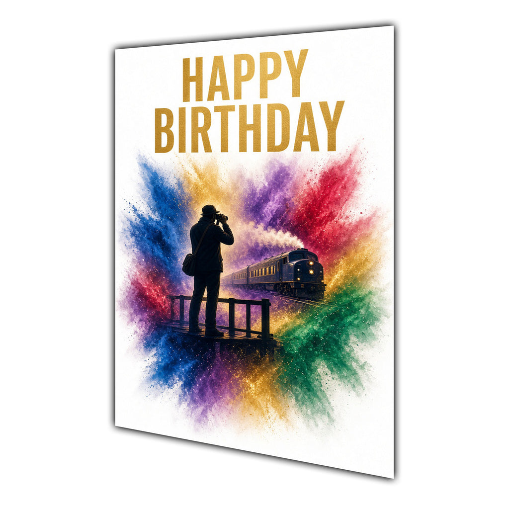Happy Birthday Trainspotting Men Trains  Colour Splash Greeting Card A5