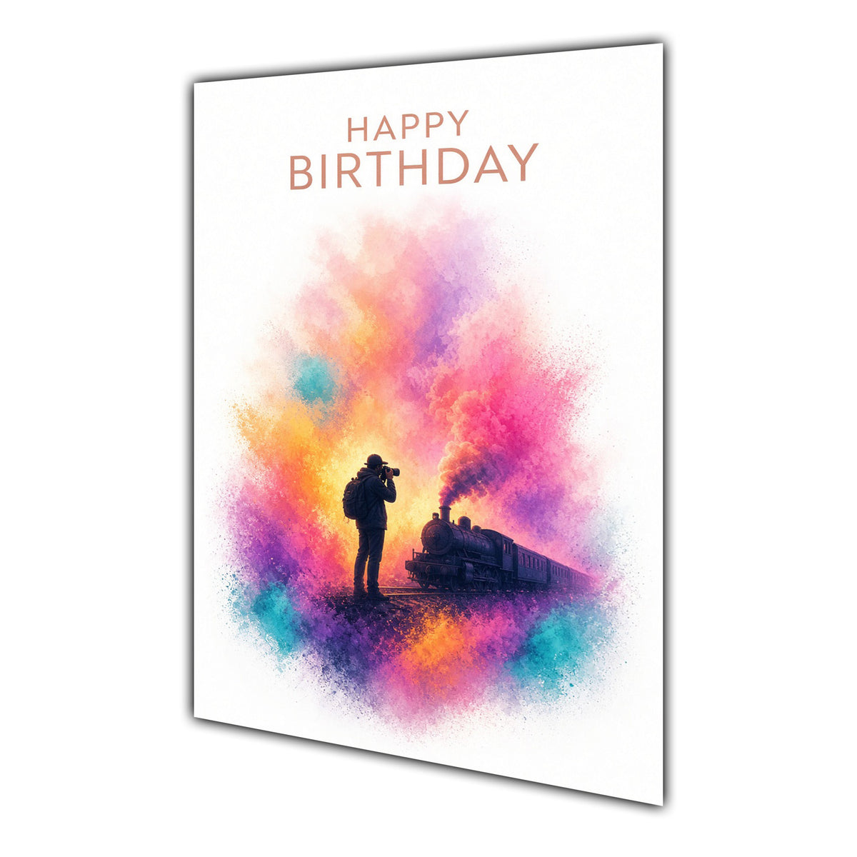 Happy Birthday Trainspotting Trains Colour Splash Greeting Card A5