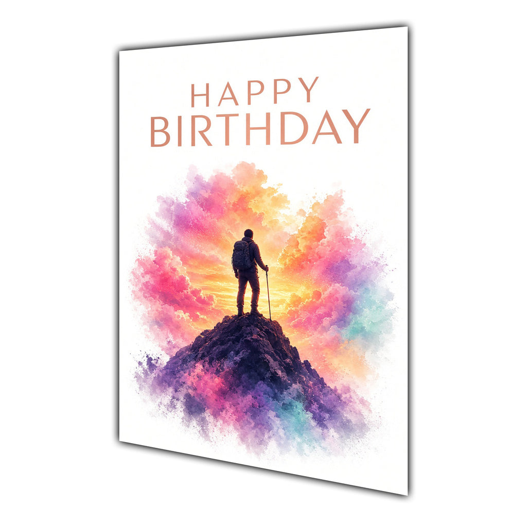 Happy Birthday Hiking Colour Splash Greeting Card A5