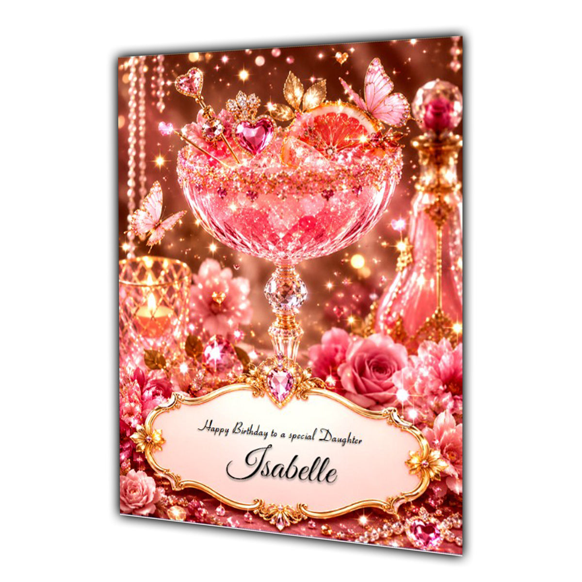 Birthday Card Daughter Niece Granddaughter Sister Floral Cocktail A5 Size