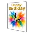 Happy Birthday Card for Him Boys or Men Dog Walking Colour Splash  A5