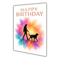 Happy Birthday Dog Walking Men Boys Colour Splash Greeting Card A5