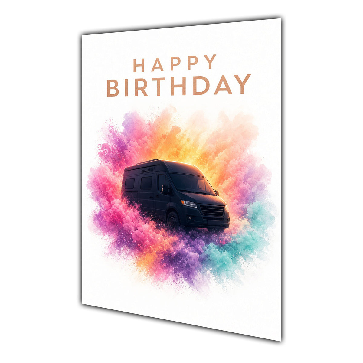 Happy Birthday Campervan Colour Splash Greeting Card A5