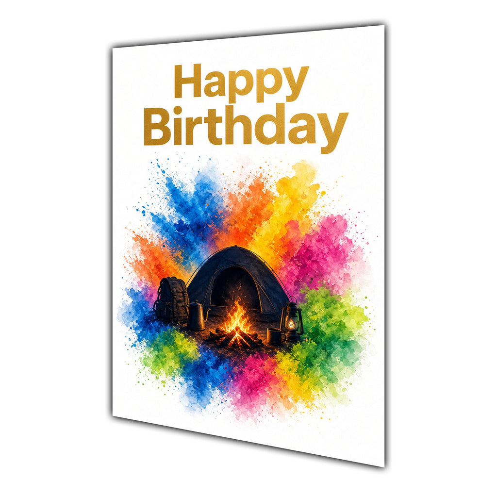 Happy Birthday Camping Colour Splash Greeting Card A5