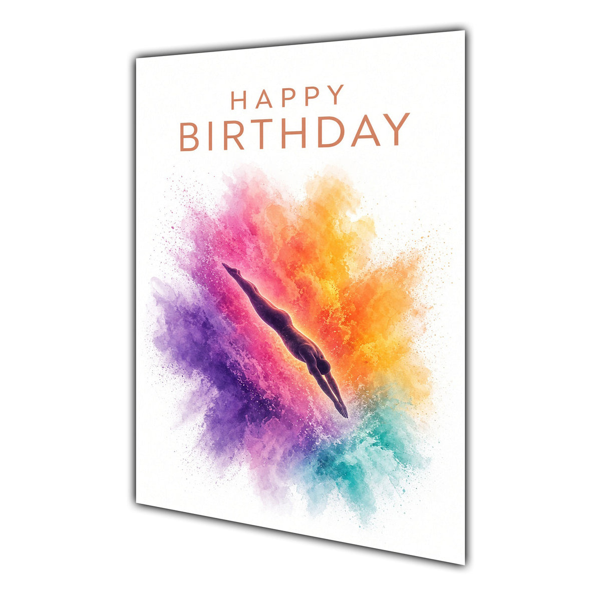 Happy Birthday Feather Colour Splash Greeting Card A5