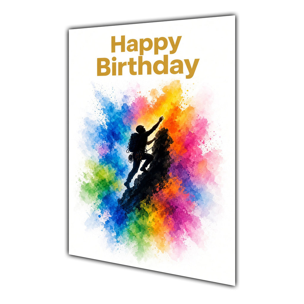 Happy Birthday Rock Climbing Colour Splash Greeting Card A5