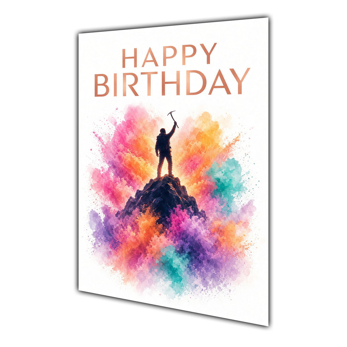 Happy Birthday Mountaineering Colour Splash Greeting Card A5