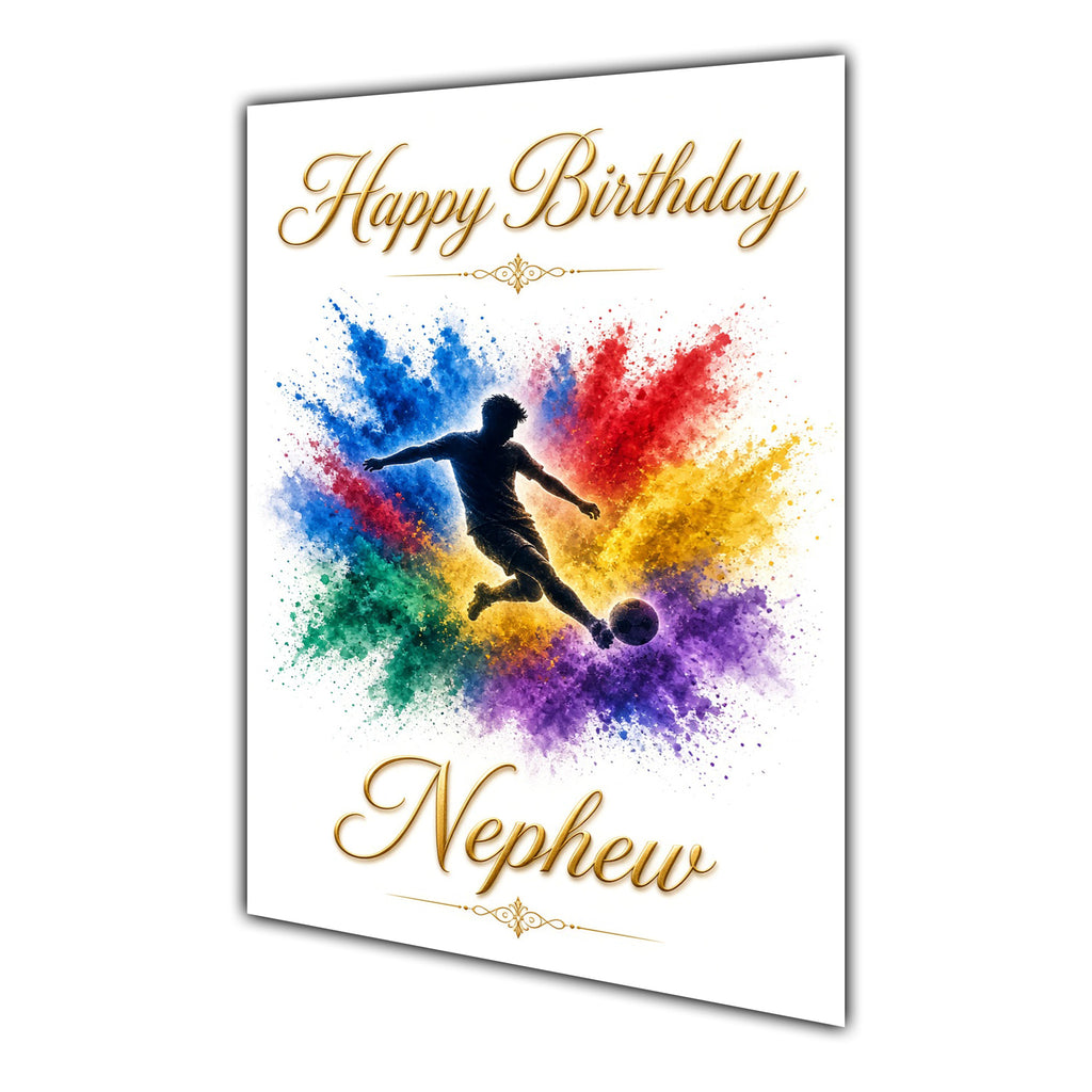 Happy Birthday Nephew Football Colour Splash Greeting Card A5