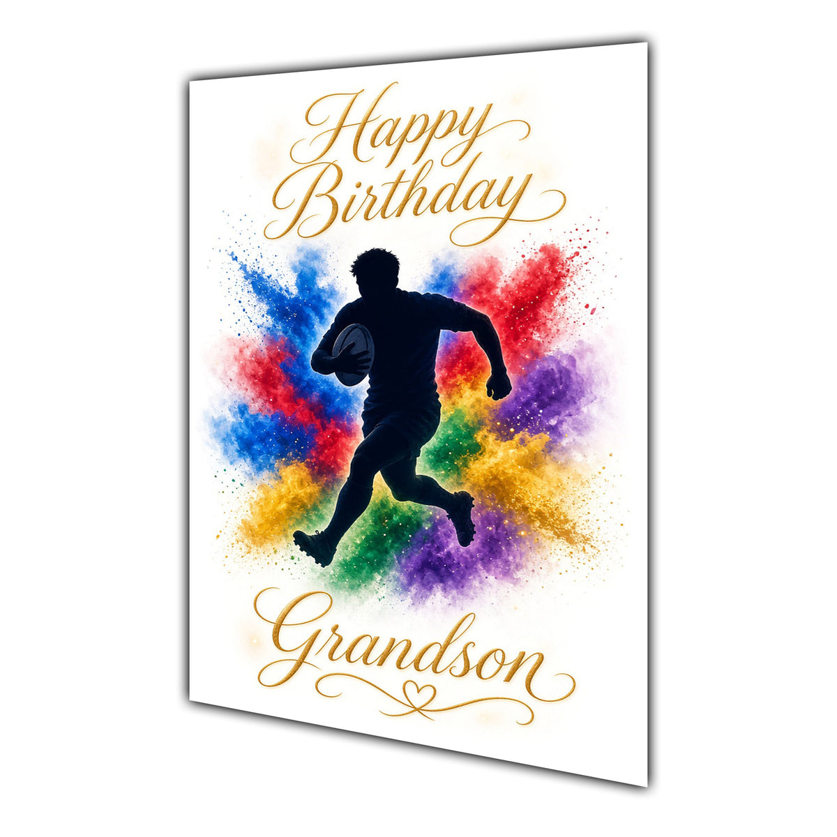 Happy Birthday Grandson Rugby Men Boys Colour Splash Greeting Card A5