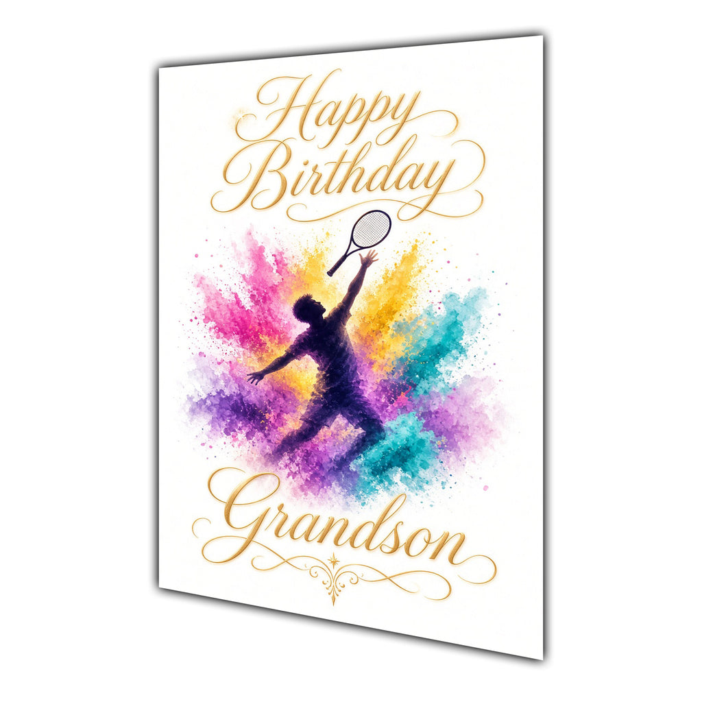 Happy Birthday Grandson Basketball Colour Splash Greeting Card A5