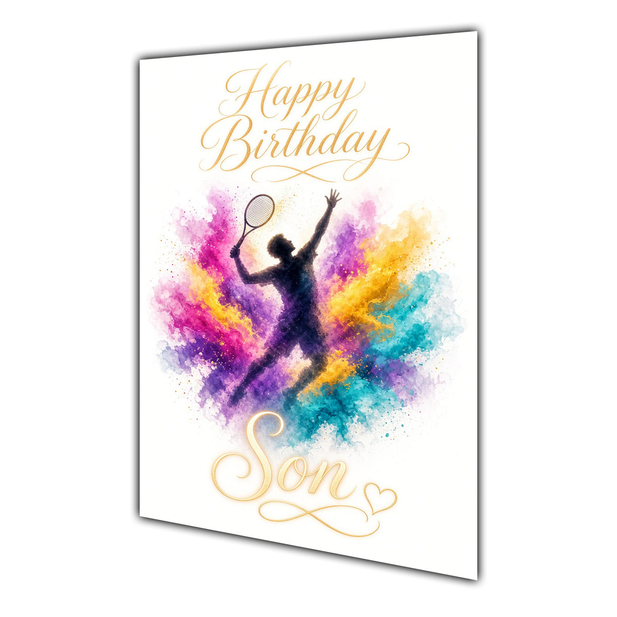 Happy Birthday Son Tennis Colour Splash Greeting Card A5