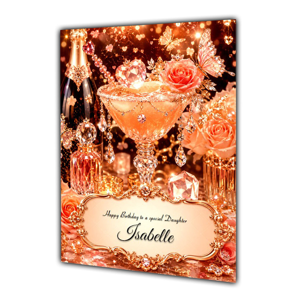 Birthday Card Daughter Niece Granddaughter Sister Floral Cocktail A5 Size