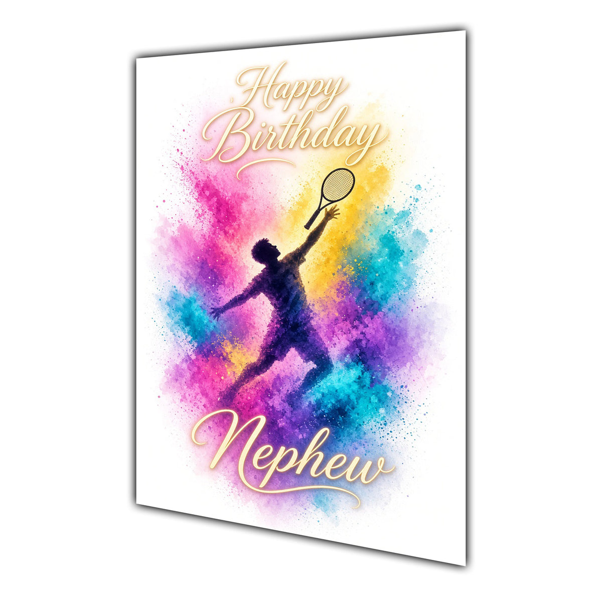 Happy Birthday Nephew Tennis Colour Splash Greeting Card A5