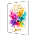 Happy Birthday Son Tennis Colour Splash Greeting Card A5