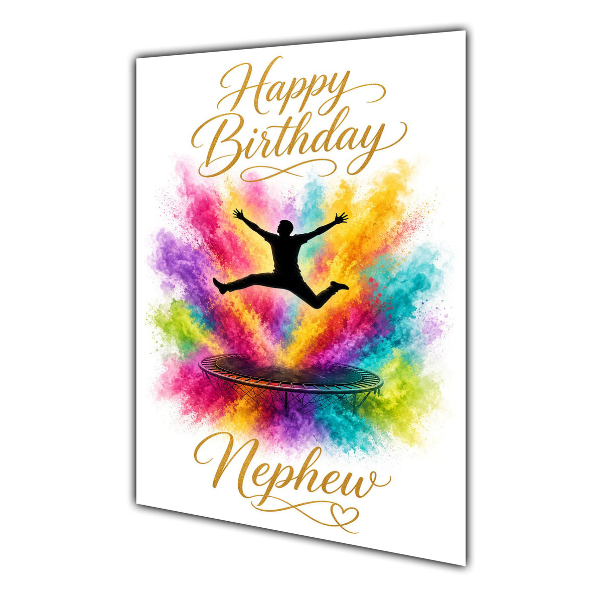 Happy Birthday Nephew Trampoline Colour Splash Greeting Card A5