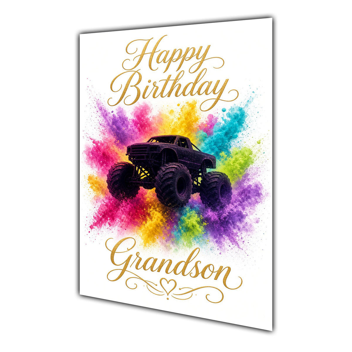 Happy Birthday Grandson Monster Trucks Colour Splash Greeting Card A5