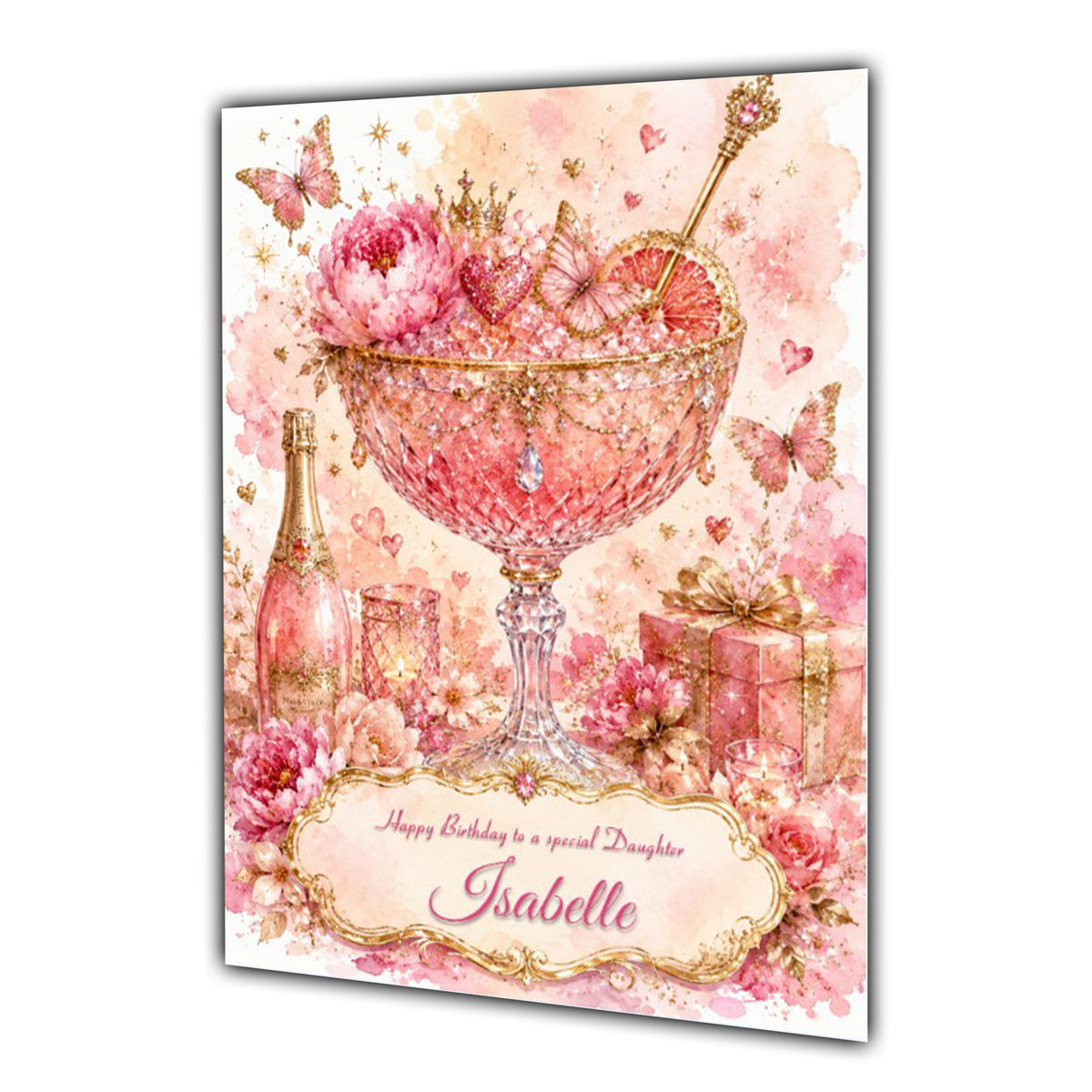 Birthday Card Daughter Niece Granddaughter Sister Floral Cocktail A5 Size