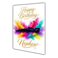 Happy Birthday Nephew Racing Cars Colour Splash Greeting Card A5
