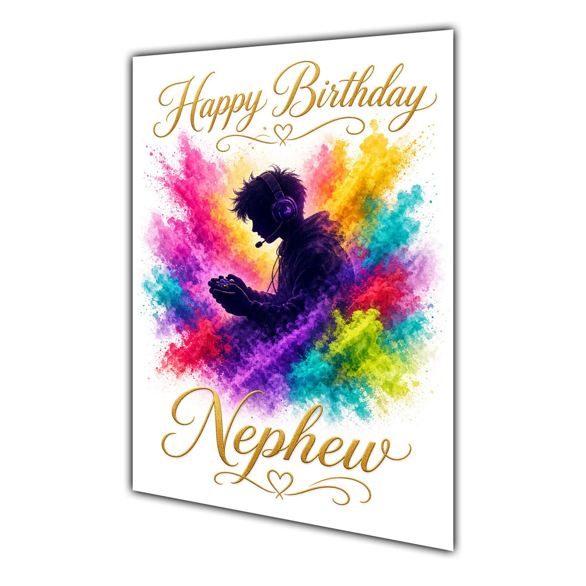 Happy Birthday Nephew Gaming Colour Splash Greeting Card A5