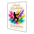 Happy Birthday Grandson Cricket Colour Splash Greeting Card A5
