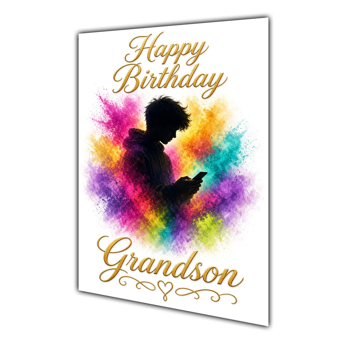 Happy Birthday Card for Grandson Mobile Phone Boys Colour Splash  A5
