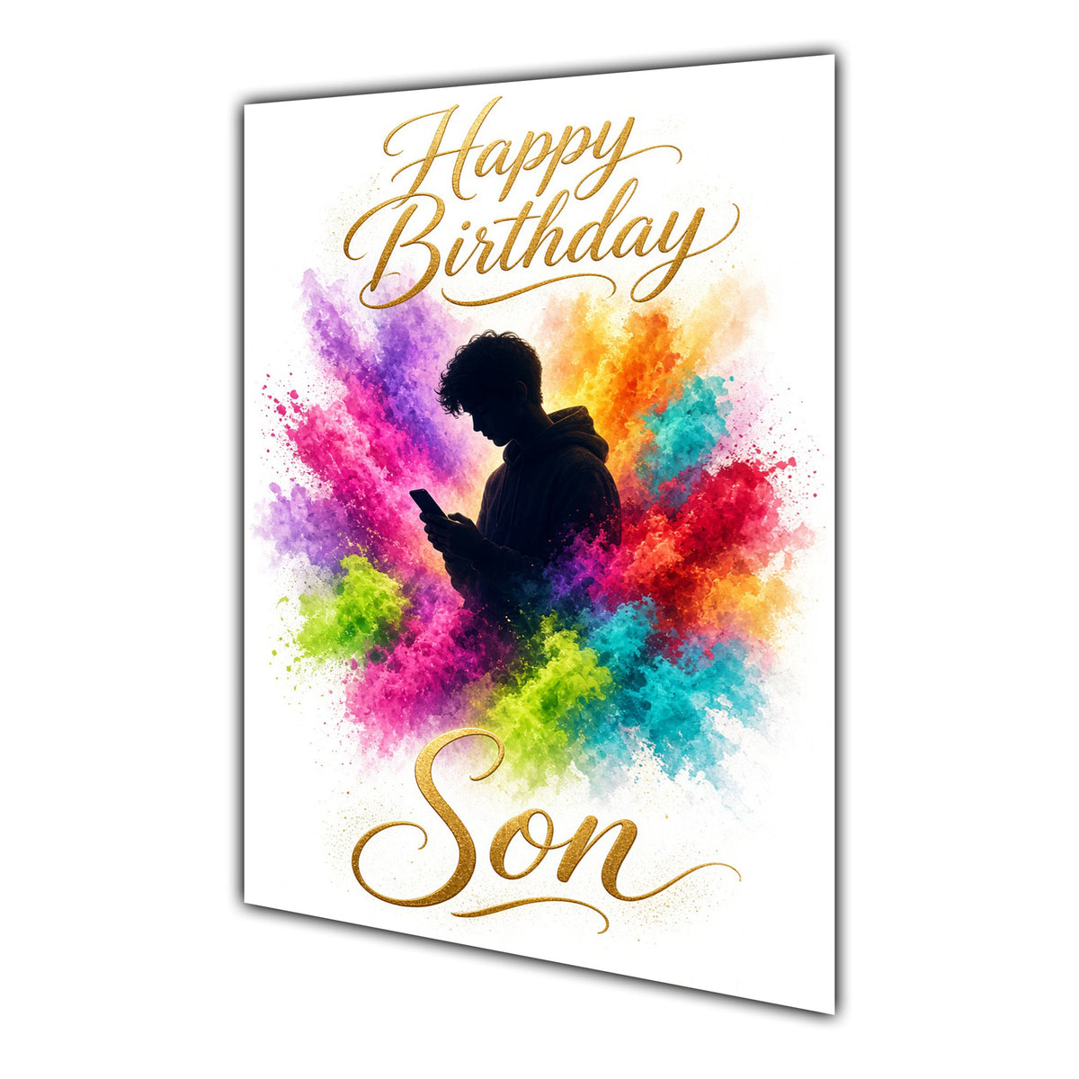 Happy Birthday Son Reading Colour Splash Greeting Card A5