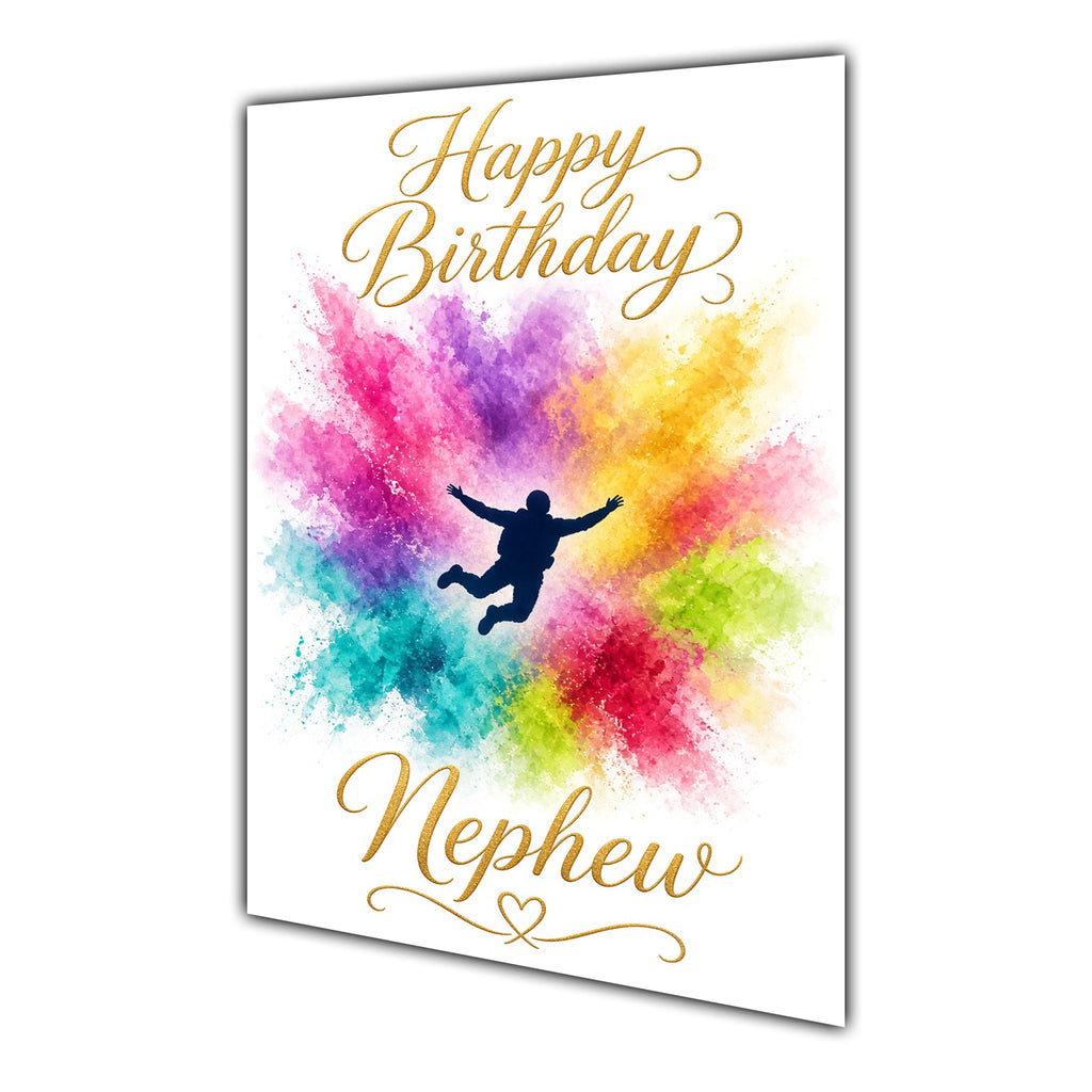 Happy Birthday Nephew Skydiving Colour Splash Greeting Card A5