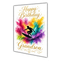 Happy Birthday Grandson Surfing Colour Splash Greeting Card A5