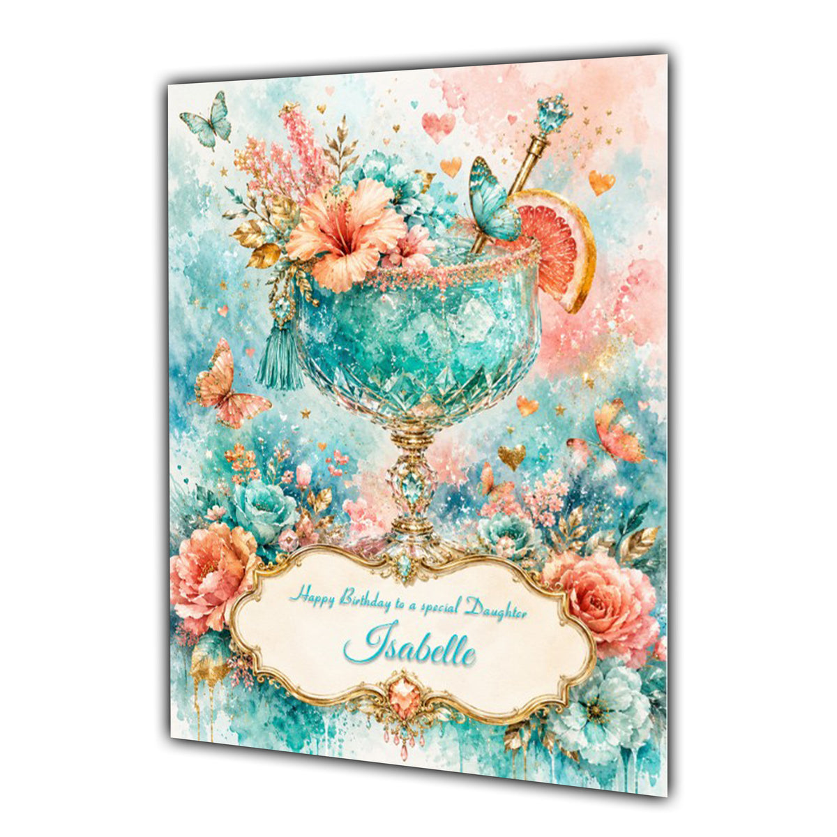 Birthday Card For Girls or Women, Daughter, Granddaughter, Niece, Sister, Mum, Friend, Cocktail