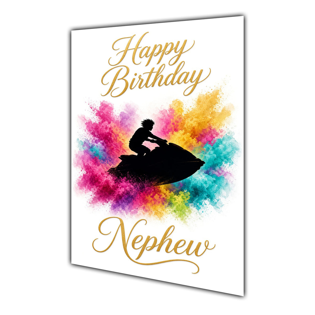 Happy Birthday Nephew Jet Ski Colour Splash Greeting Card A5