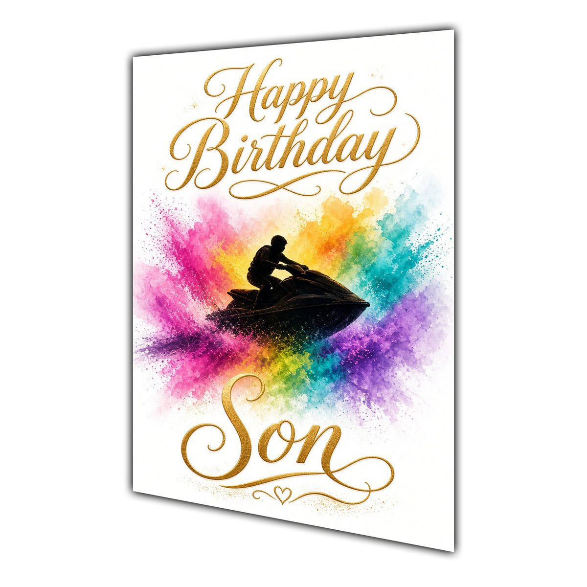 Happy Birthday Son Jet Ski Colour Splash Greeting Card A5