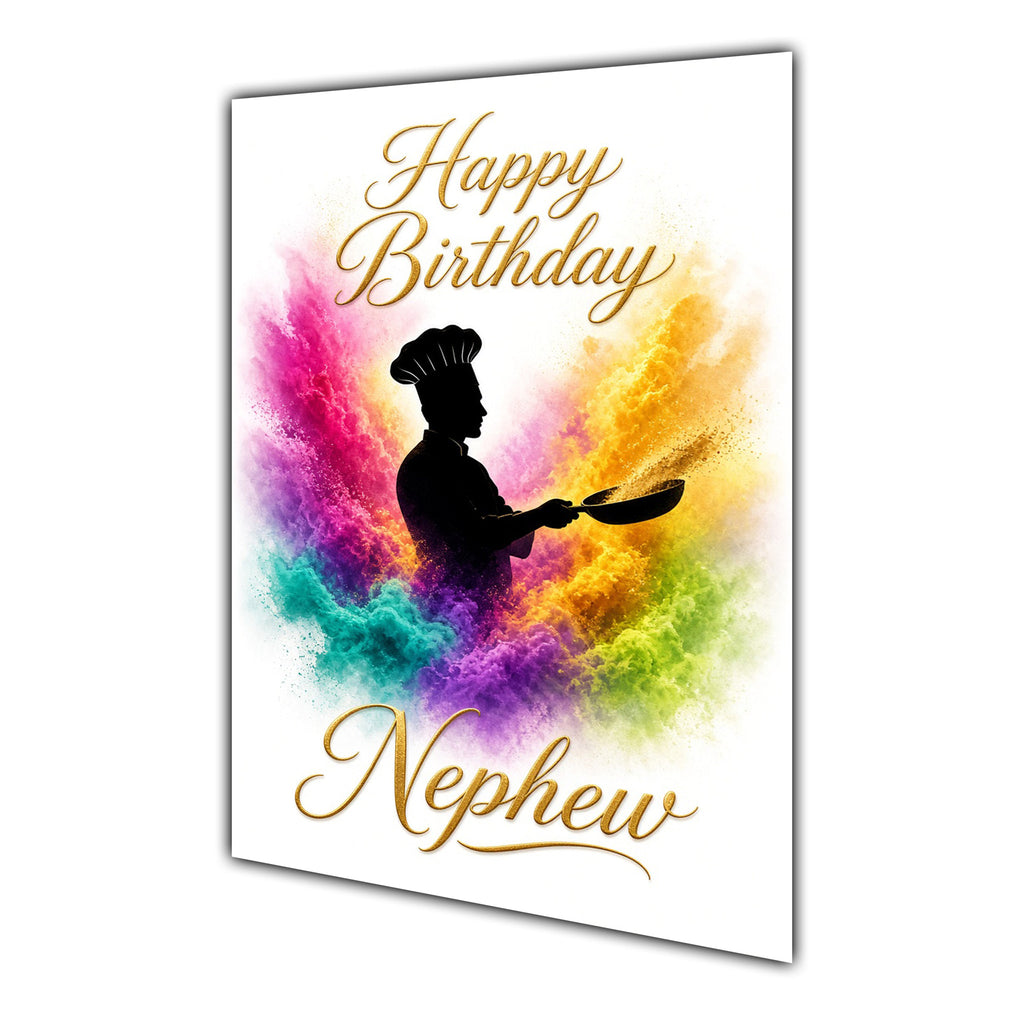 Happy Birthday Nephew Cooking Colour Splash Greeting Card A5