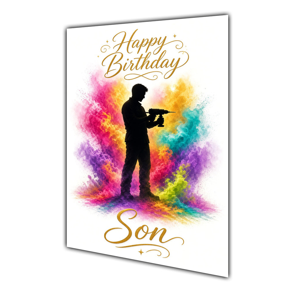 Happy Birthday Son DIY Tools Colour Splash Greeting Card A5