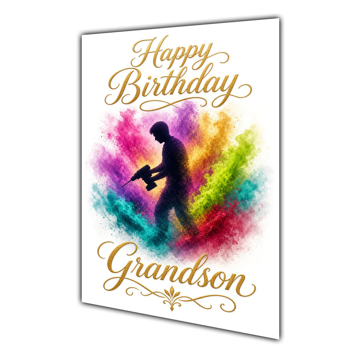 Happy Birthday Grandson DIY Colour Splash Greeting Card A5
