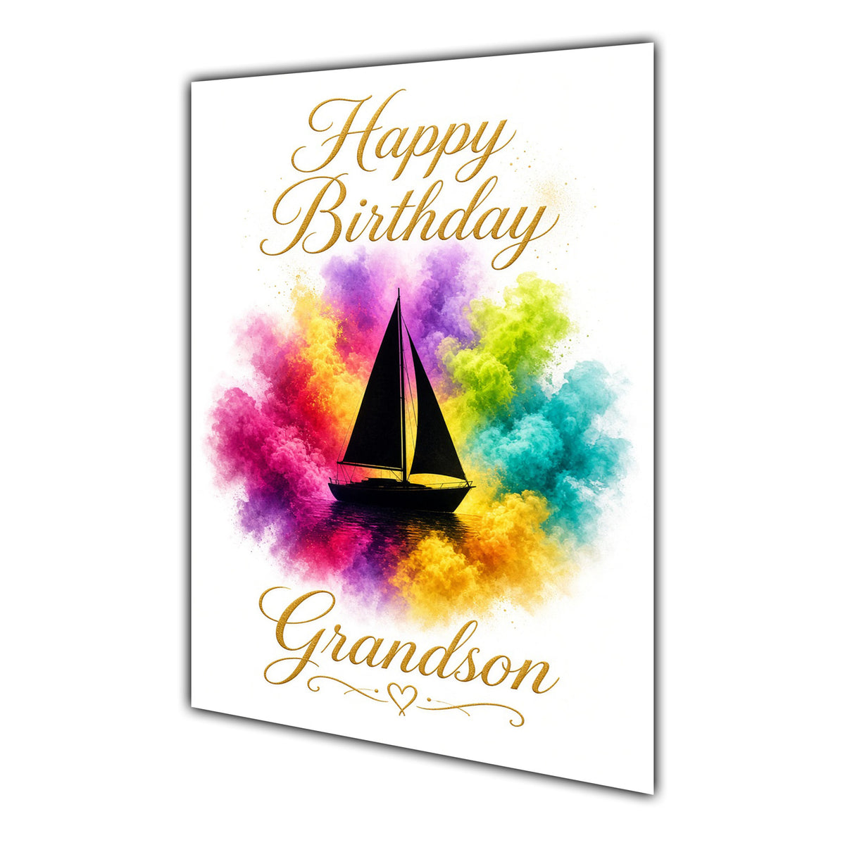 Happy Birthday Grandson Sailing Colour Splash Greeting Card A5