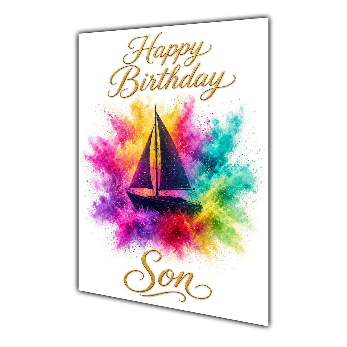 Happy Birthday Son Sailing Colour Splash Greeting Card A5