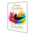 Happy Birthday Grandson Kayaking Canoeing Colour Splash Greeting Card A5