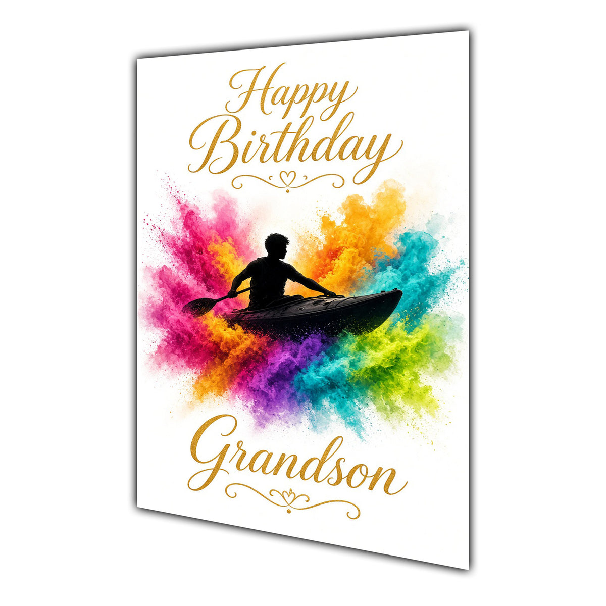Happy Birthday Grandson Kayaking Canoeing Colour Splash Greeting Card A5