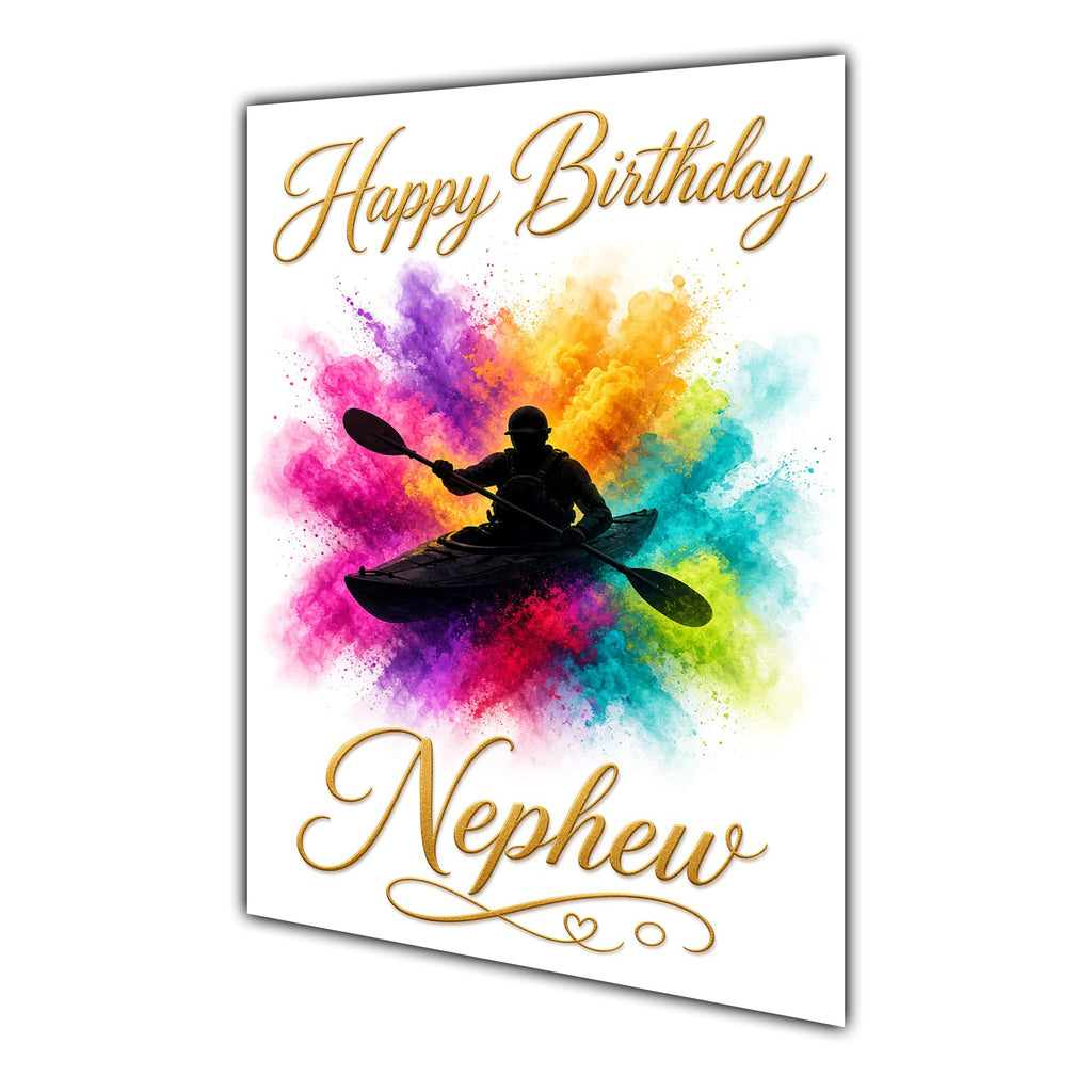 Happy Birthday Nephew Kayaking Colour Splash Greeting Card A5