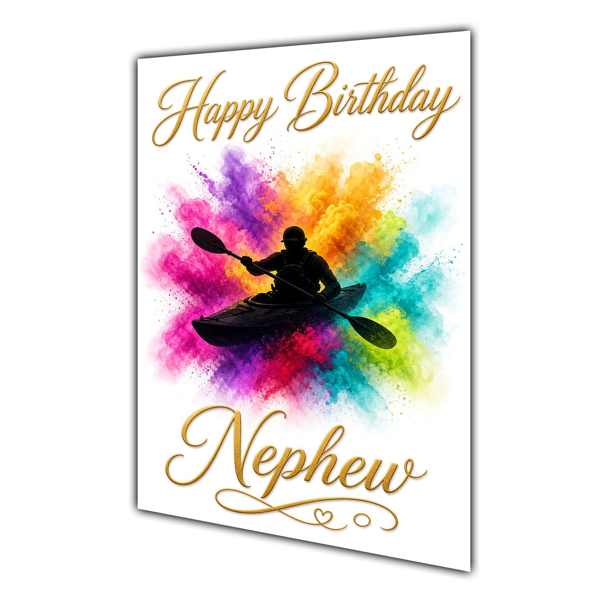 Happy Birthday Nephew Kayaking Colour Splash Greeting Card A5
