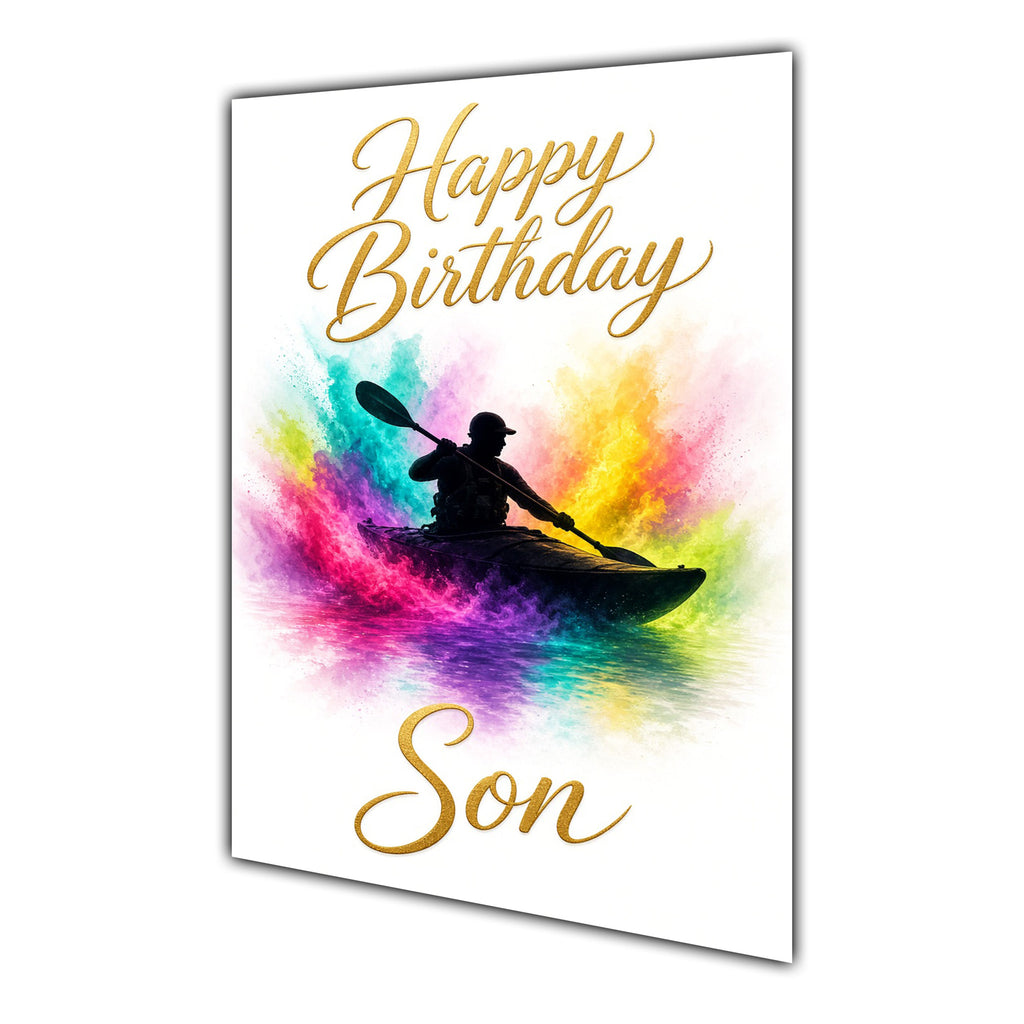 Happy Birthday Son Kayaking Colour Splash Greeting Card A5
