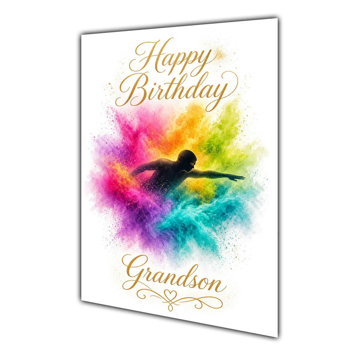 Happy Birthday Grandson Canoeing Colour Splash Greeting Card A5