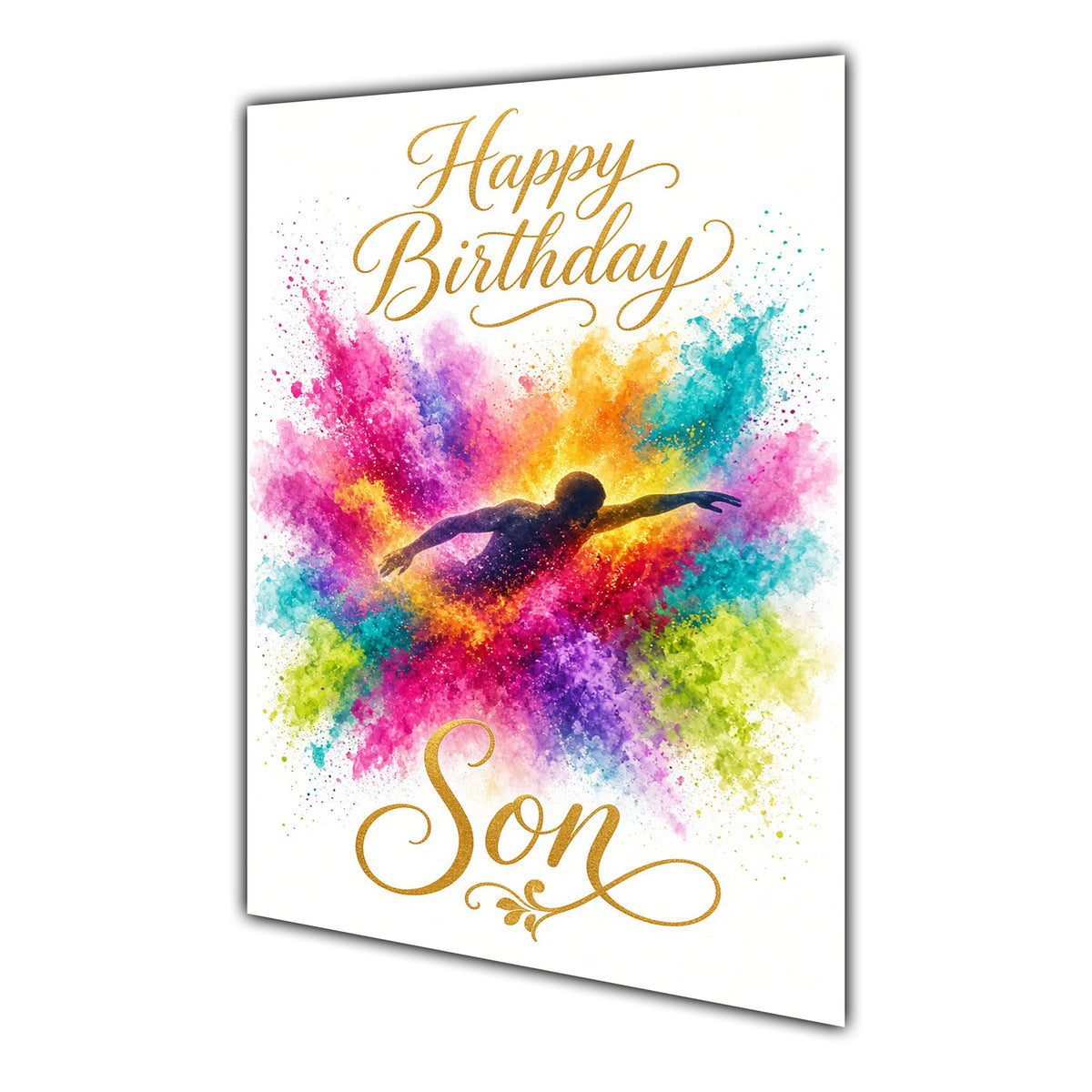 Happy Birthday Son Swimming Colour Splash Greeting Card A5