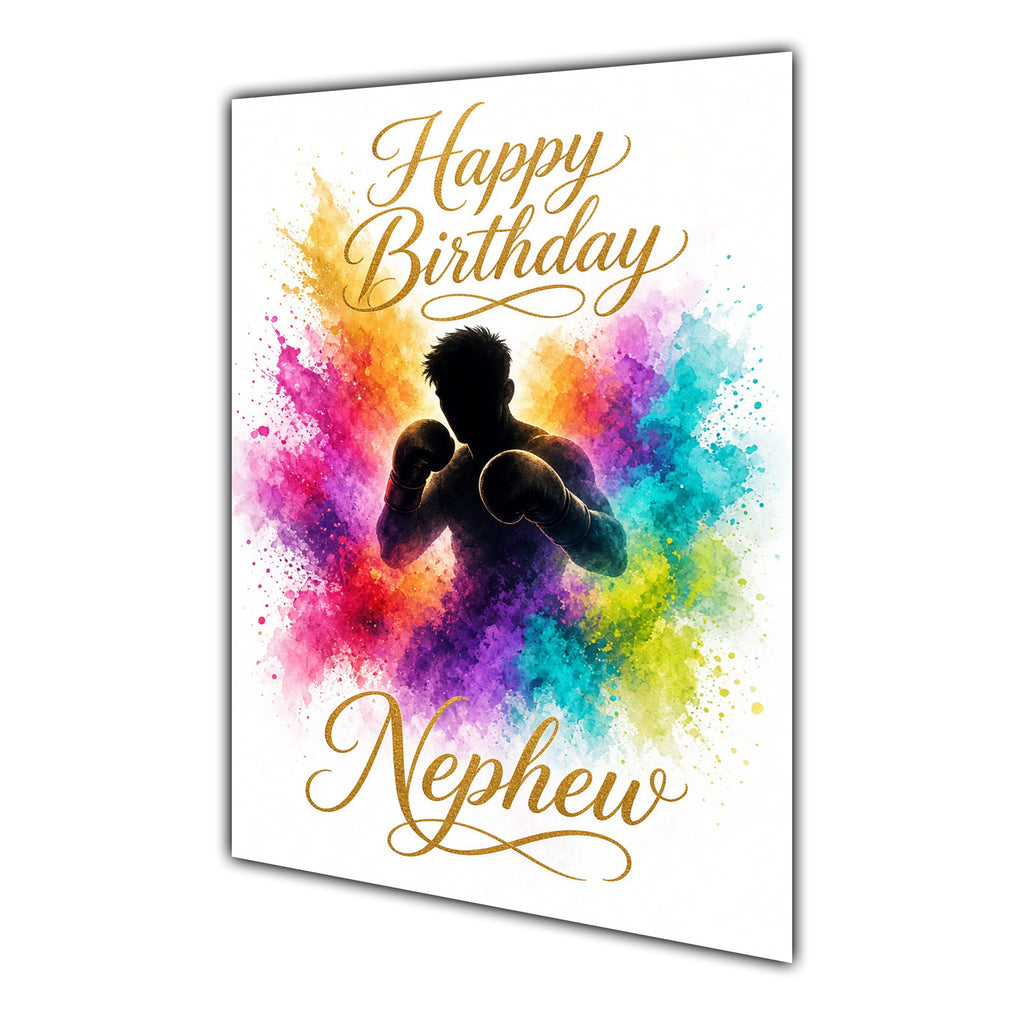 Happy Birthday Nephew Boxing Colour Splash Greeting Card A5