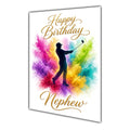 Happy Birthday Nephew Golf Colour Splash Greeting Card A5