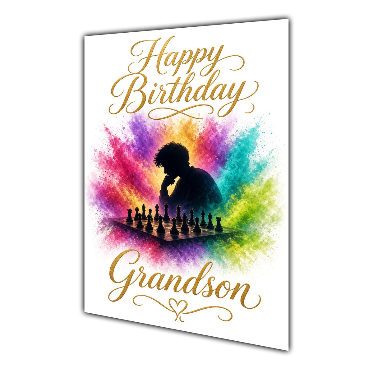 Happy Birthday Grandson Chess Colour Splash Greeting Card A5