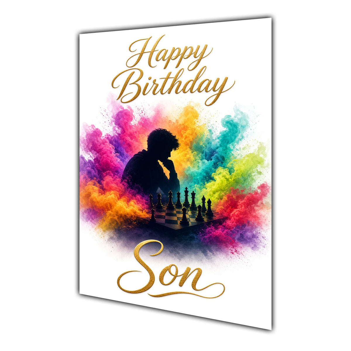 Happy Birthday Son Chess Colour Splash Greeting Card A5