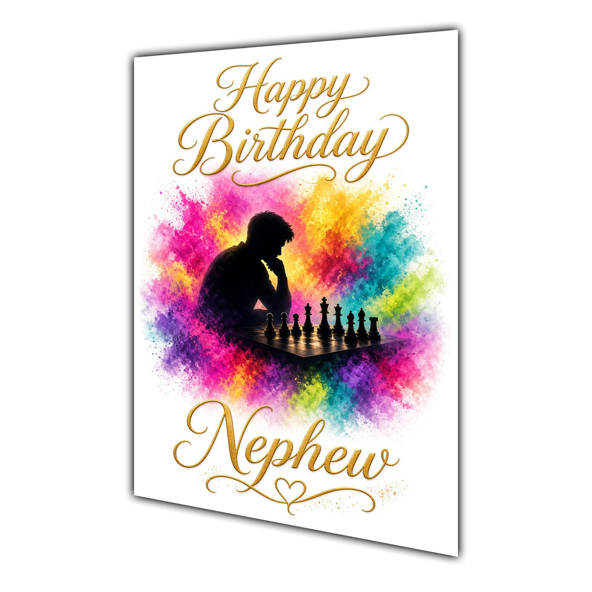 Happy Birthday Nephew Chess Colour Splash Greeting Card A5